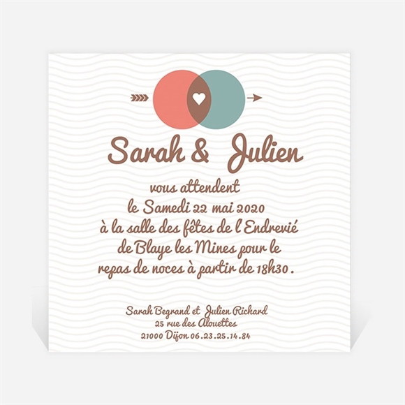 Carton d'invitation mariage A la croisée des chemins réf.N300107