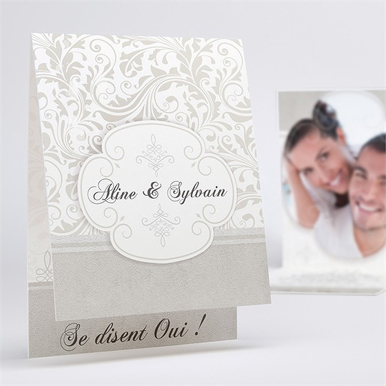 Faire-part mariage beige vintage photo