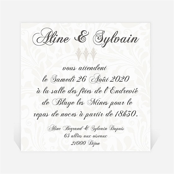 Carton d'invitation mariage beige vintage photo