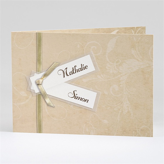 Faire-part mariage imitation original beige