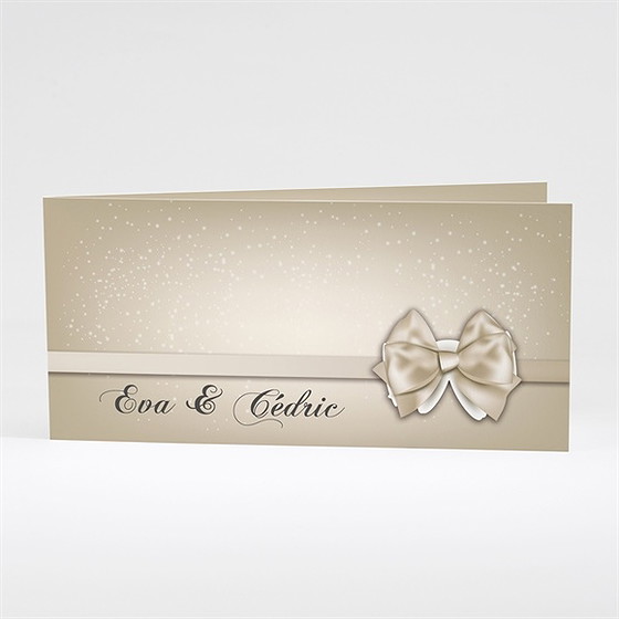 Faire-part mariage petit noeud doré