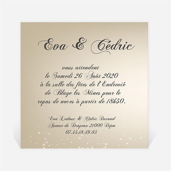 Carton d'invitation mariage Petit Noeud doré réf.N300113