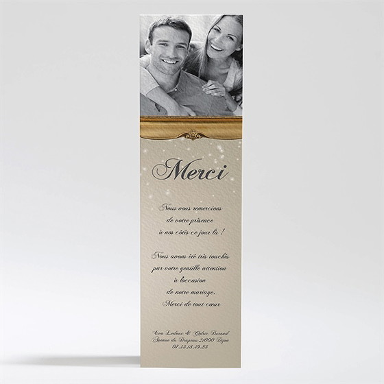 Remerciement mariage petit noeud doré