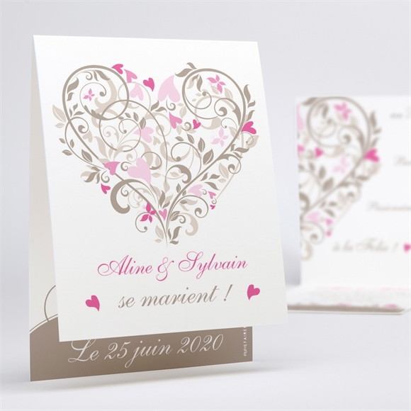 Faire-part mariage Coeur arabesque réf.N50129