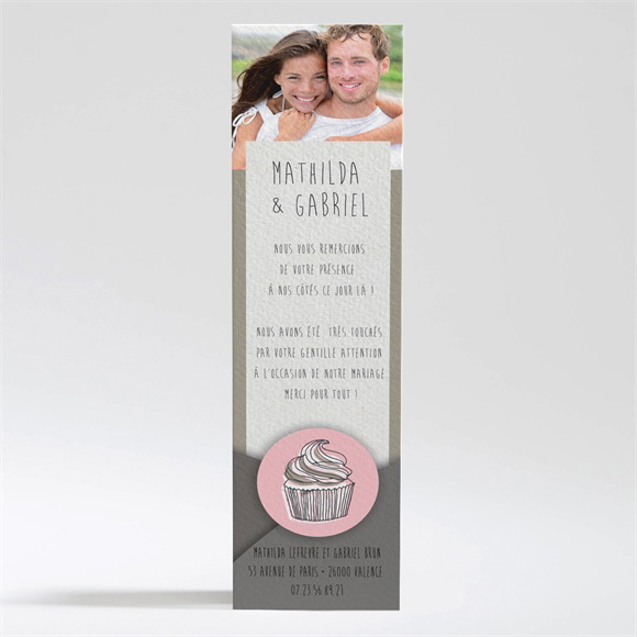 Remerciement mariage Classique recto verso réf.N200195