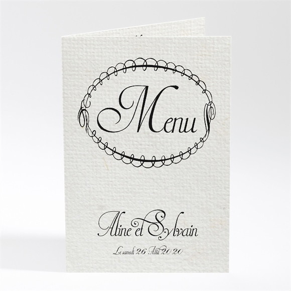 Menu mariage Plume noire réf.N401183