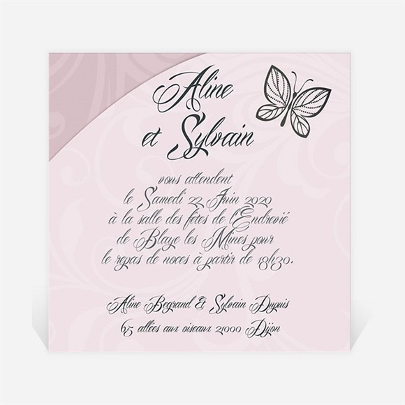 Carton d'invitation mariage Douceur et romantisme réf.N300129