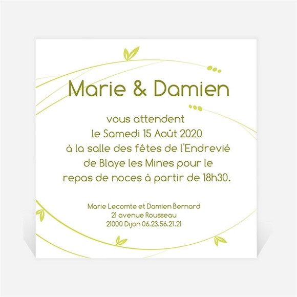 Carton d'invitation mariage Moderne et printanier réf.N300118