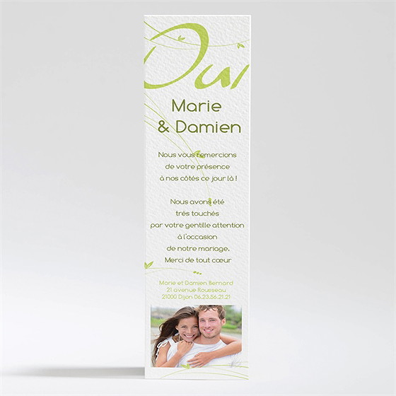 Remerciement mariage moderne et printanier