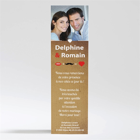 Remerciement mariage Rouge à lèvres et moustache réf.N200203