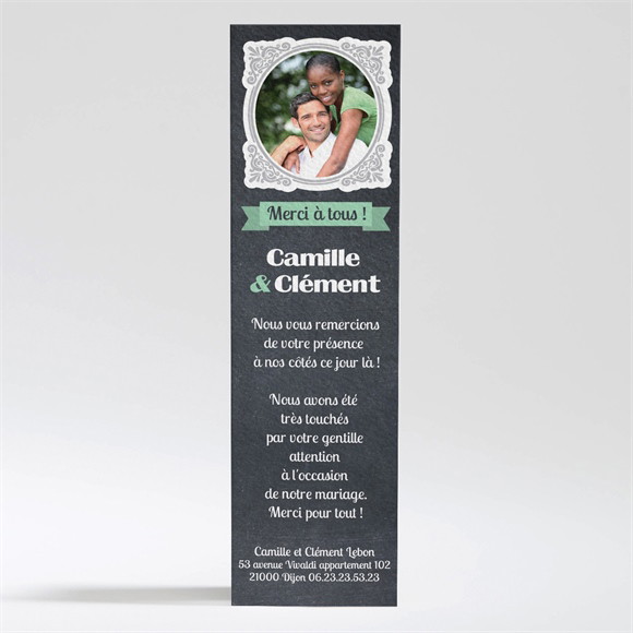Remerciement mariage Ardoise photo vintage réf.N200206