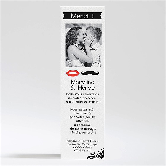 Remerciement mariage humouristique tendance photo