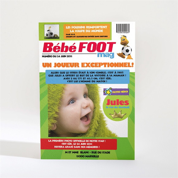 Faire-part naissance Bébé foot réf.N21014