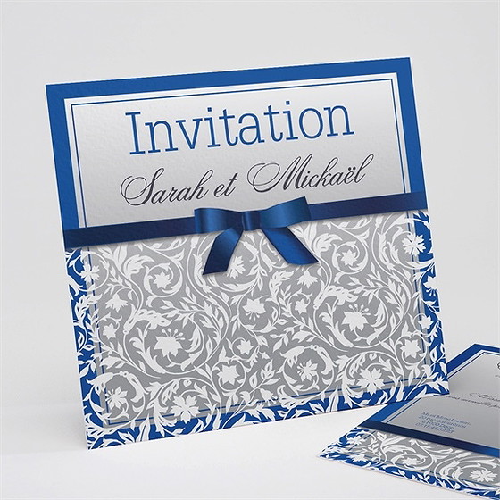 Faire-part mariage bleu chic