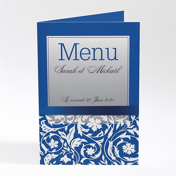 Menu mariage motifs floraux et rubans chic