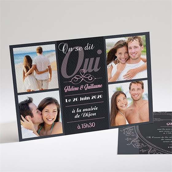 Faire-part mariage programme vintage et ardoise