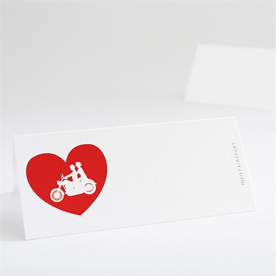 Marque-place mariage romantisme à moto