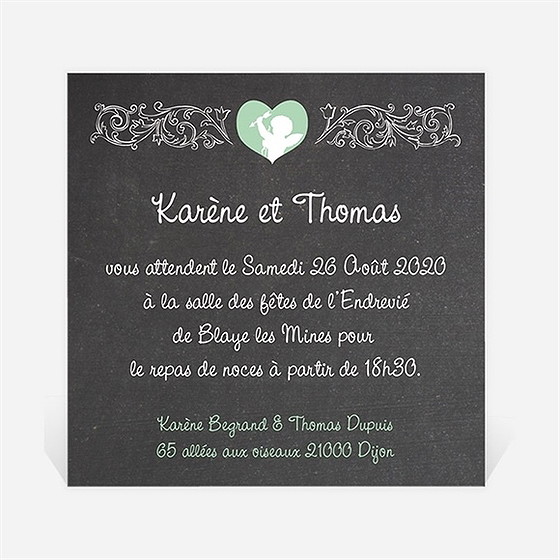 Carton d'invitation mariage cupidon