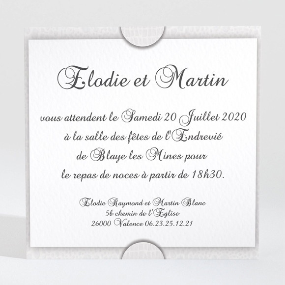 Carton d'invitation mariage Trompe l'oeil réf.N300146