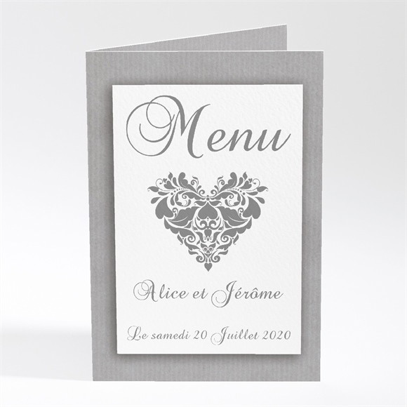 Menu mariage Coeur floral réf.N401217