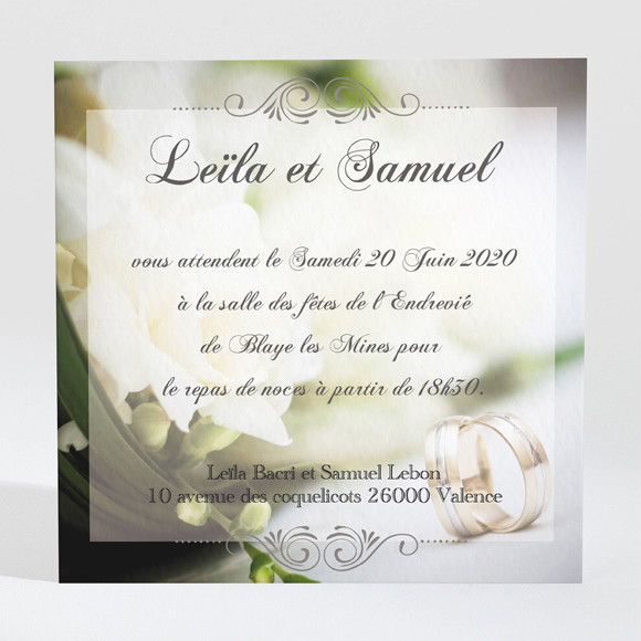 Carton d'invitation mariage Nos alliances réf.N300151