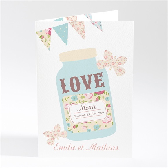 Menu mariage Médaillon et banderoles réf.N401222