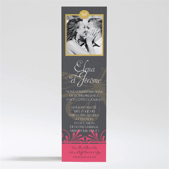 Remerciement mariage Rose et Noir réf.N200232