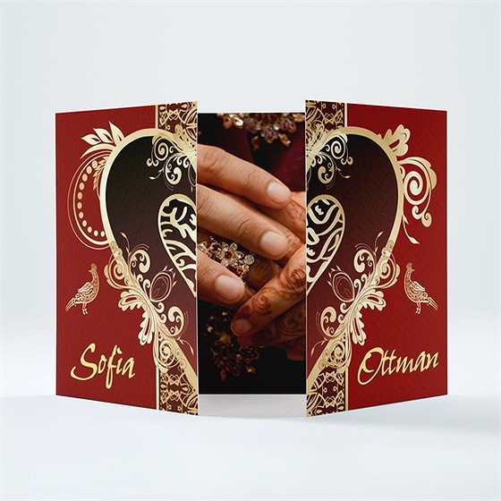 Faire-part mariage rouge et or