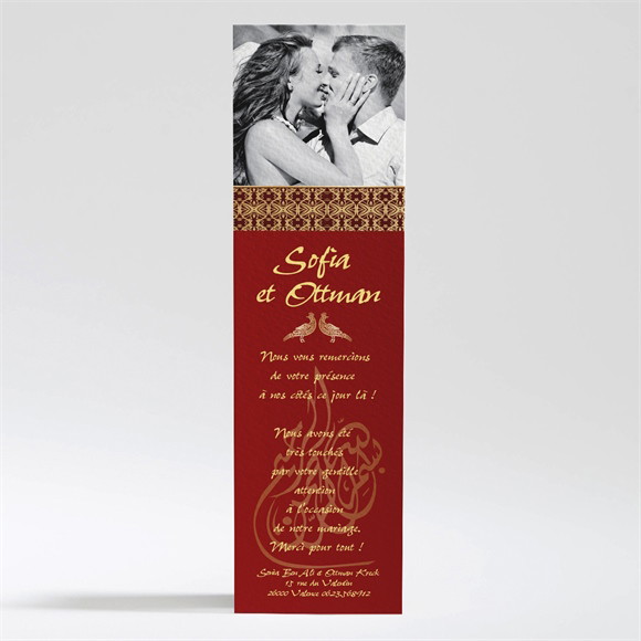 Remerciement mariage Rouge et or réf.N200235