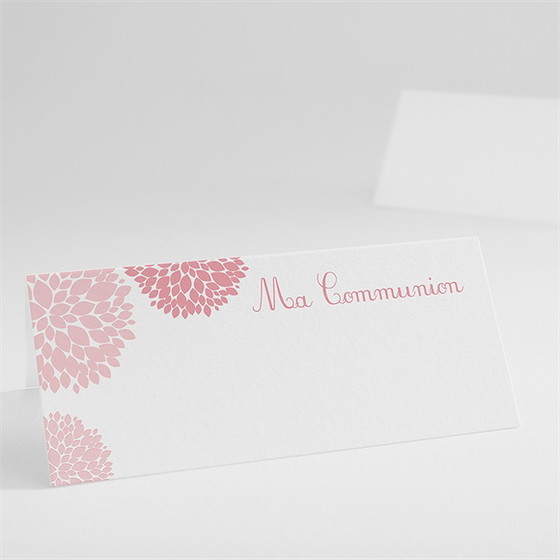 Marque-place communion colombe et fleurs