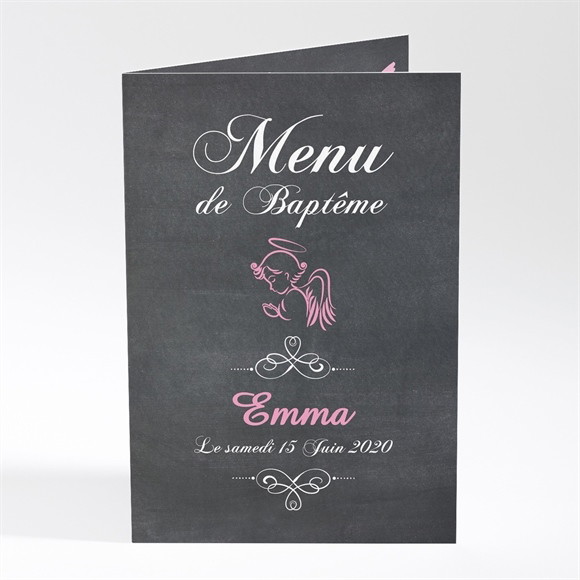 Menu baptême Ange en ardoise fille réf.N401242