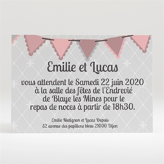Carton d'invitation mariage festif et vintage