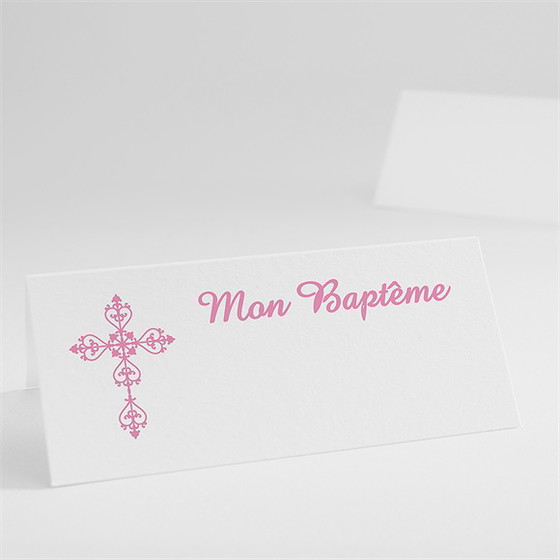 Marque-place baptême médaillon photo elle