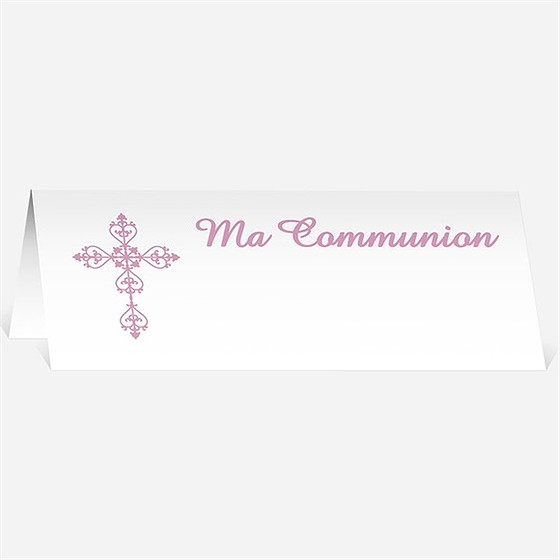 Marque-place communion mon cadre rose