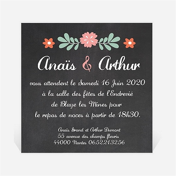 Carton d'invitation mariage couronne vintage