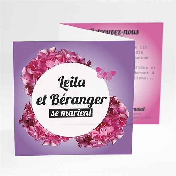Faire-part mariage graphique violet