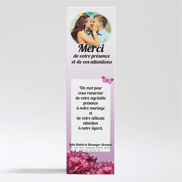 Remerciement mariage Graphique violet réf.N200240