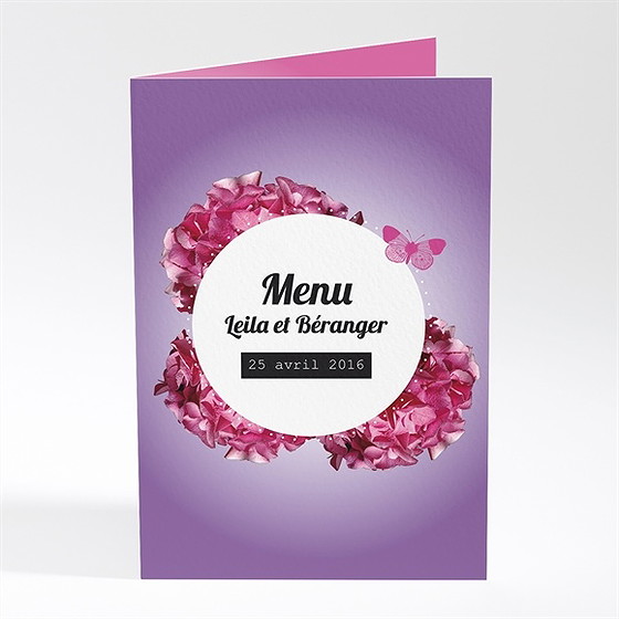 Menu mariage graphique violet