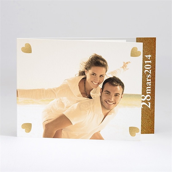 Faire-part mariage coeurs en coins