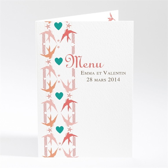 Menu mariage Jolis Oiseaux Messagers réf.N401266
