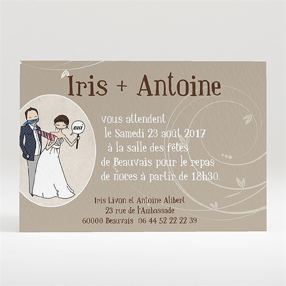 Carton d'invitation mariage illustrations humour original