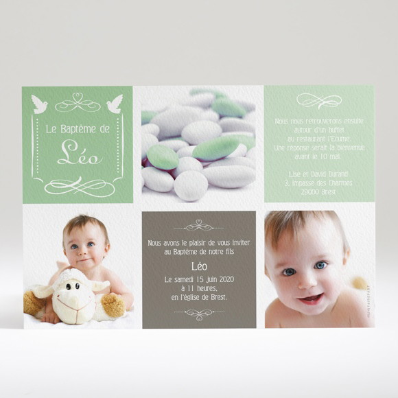 Faire-part de baptême Joli Damier réf.N14010