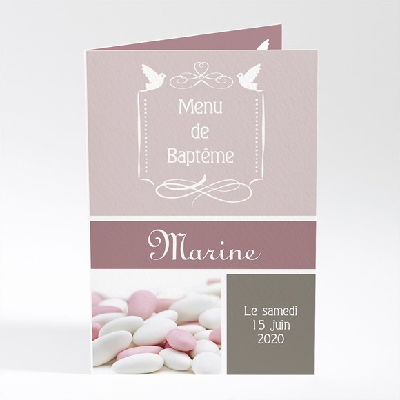 Menu baptême Petit damier violet réf.N401286