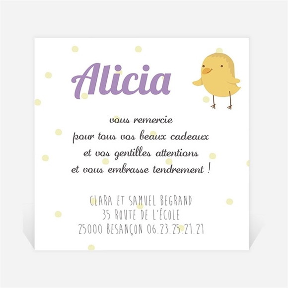 Remerciement naissance Oiseaux messagers réf.N300169