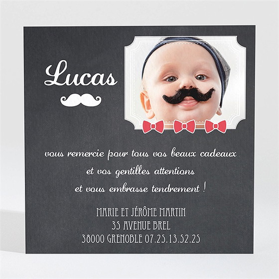 Remerciement naissance petite moustache originale