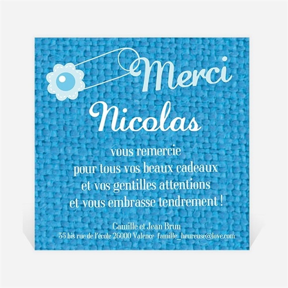 Remerciement naissance 2 photos pour Lui réf.N300173