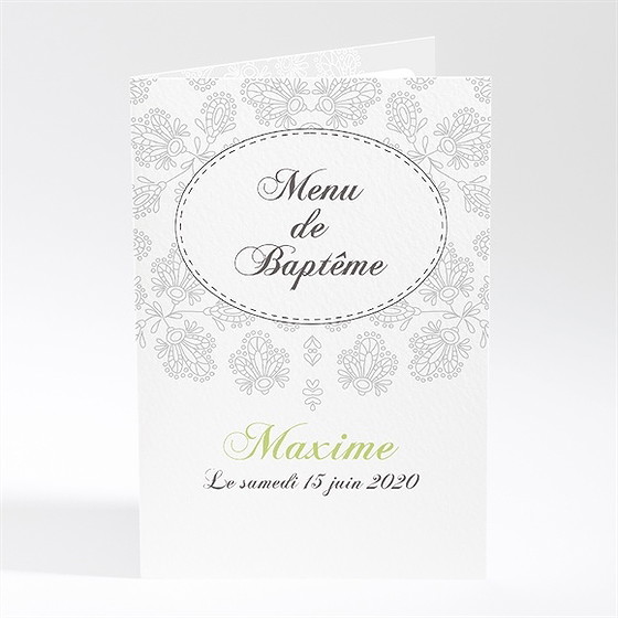 Menu baptême chevalet d'arabesque