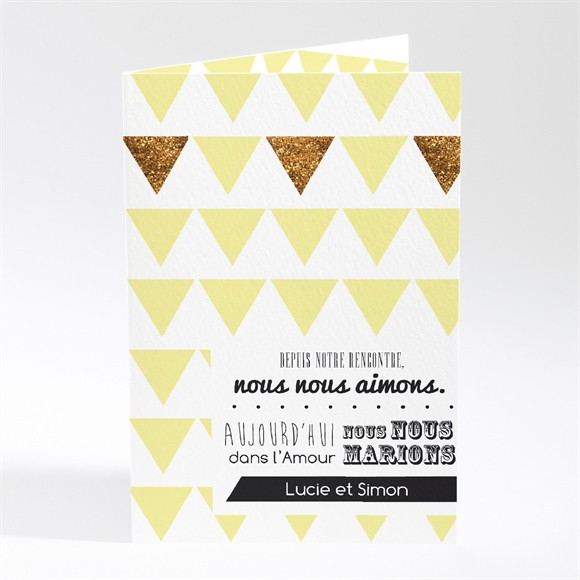 Faire-part mariage Motifs et losanges jaunes réf.N401299