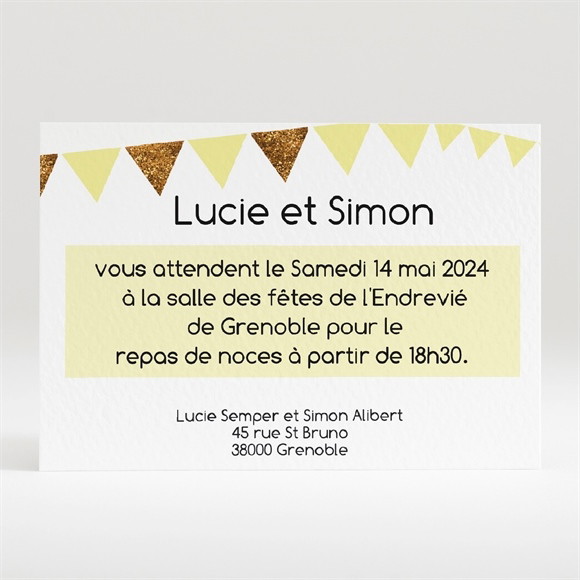 Carton d'invitation mariage Motifs et losanges jaunes réf.N120219