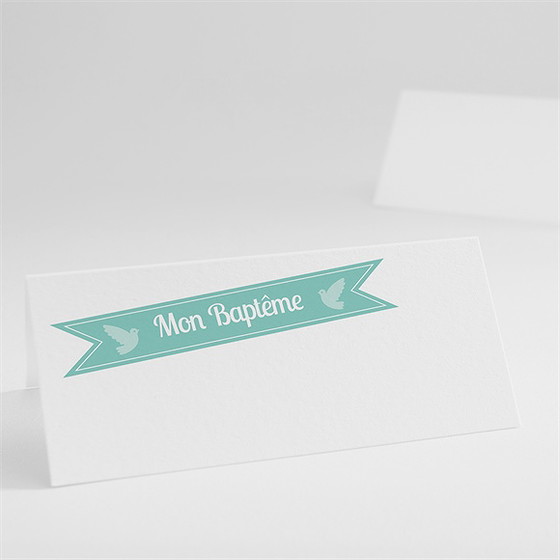 Marque-place baptême pois et confettis garçon